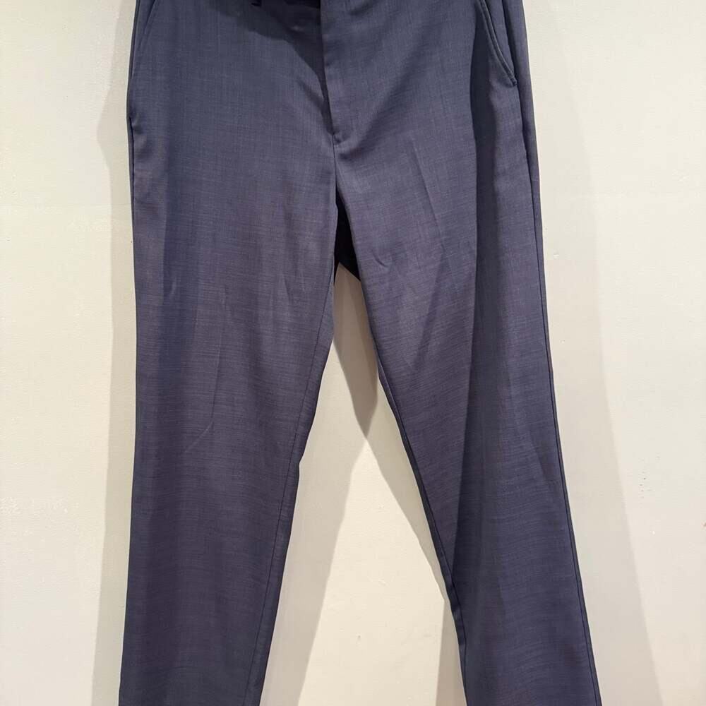 Michael Kors Mens Classic Fit Flat Front Blue Stretch Dress Pants